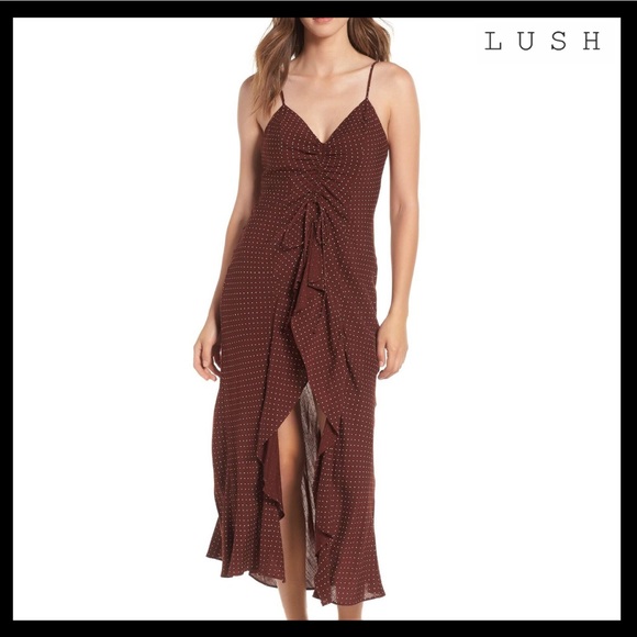 Lush Dresses & Skirts - LUSH POLKA DOT PRINT HIGH LOW DRESS